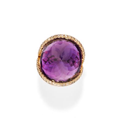 Anello con Ametista e Diamanti