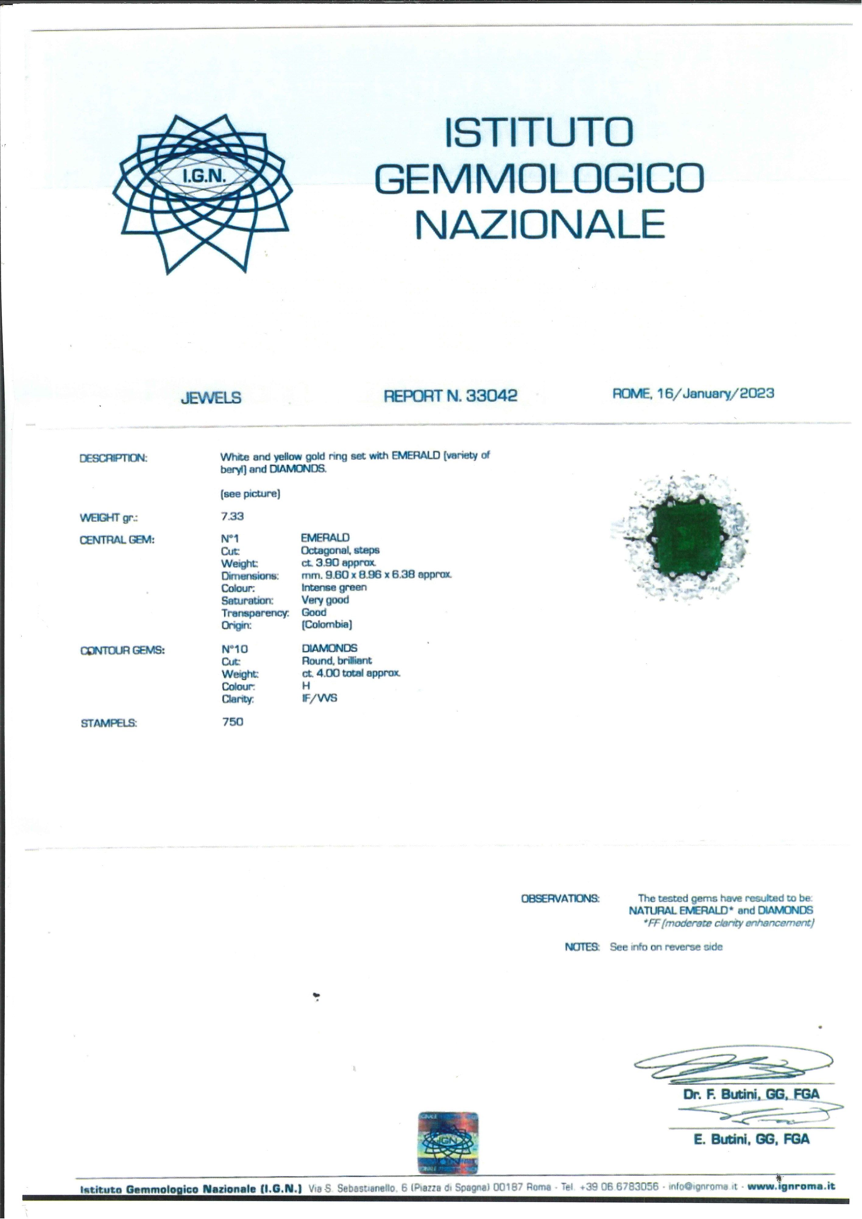 Anello con Smeraldo e Diamanti