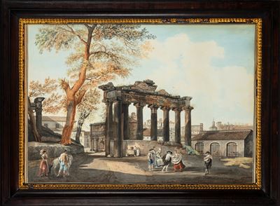 Giovanni Volpato su Disegno di Louis Ducros. Roma, Tempio della Concordia