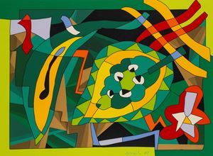 Composizione con foglia e fiore