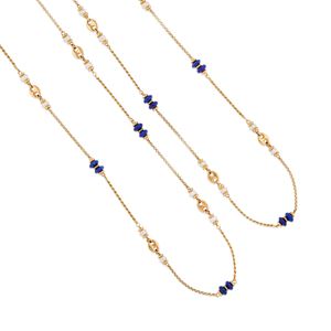 Pair of necklaces with lapis lazuli and pearls