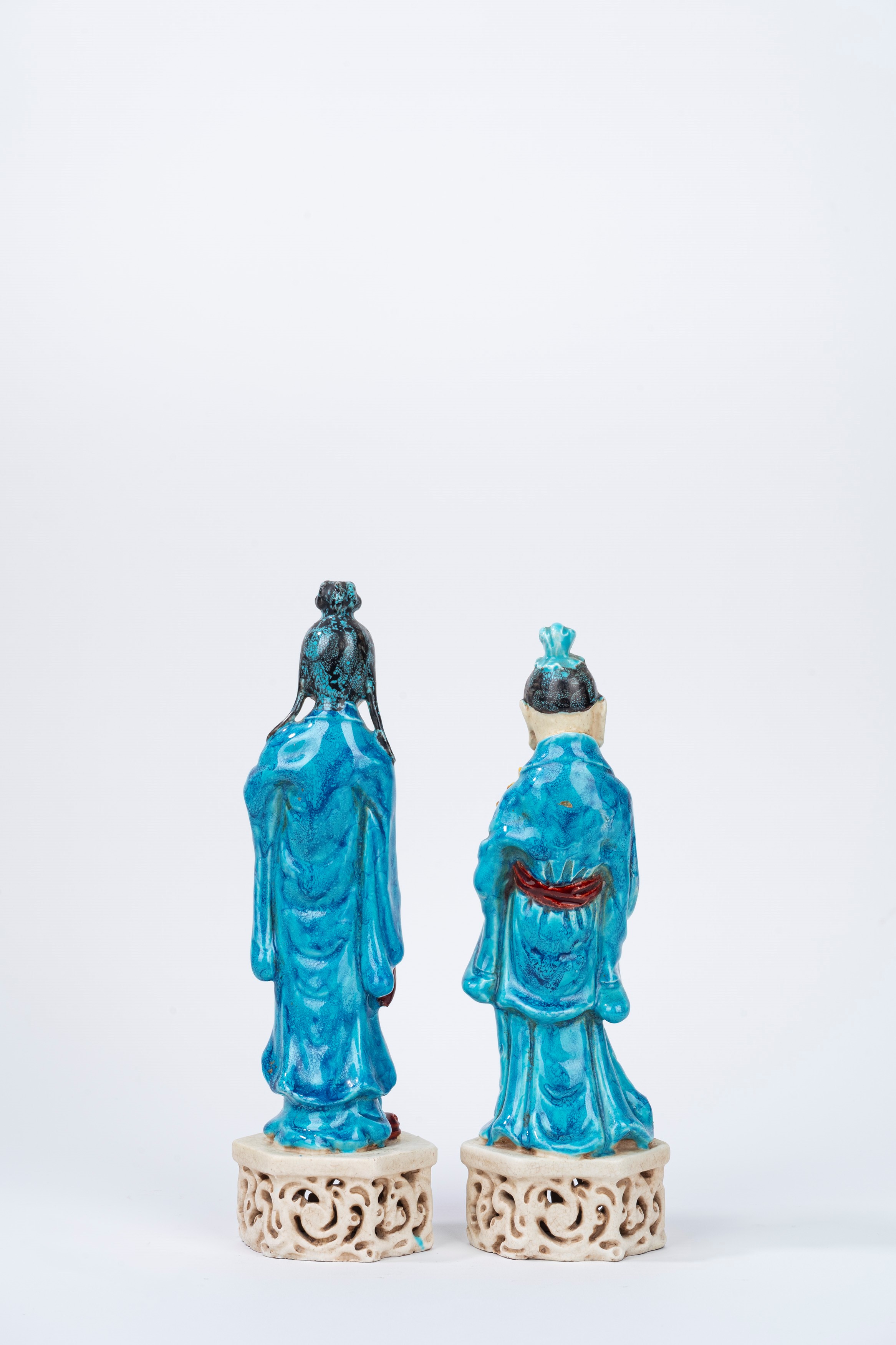Due Figure in Ceramica Policroma, Cina Secolo XX