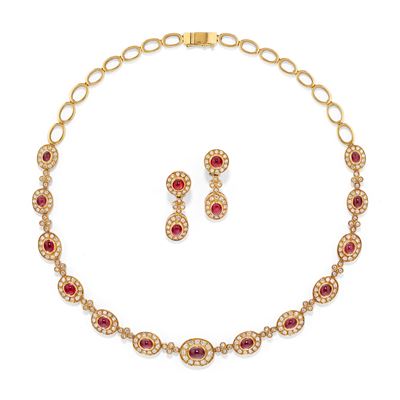 Demi Parure con Rubini e Diamanti