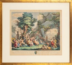 Sipario del nuovo Teatro Carlo Felice rappresentante il canto di Sileno...