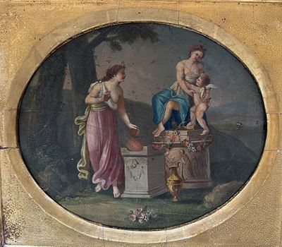 Coppia di Scene Mitologiche (mito di Amore e Psiche?)