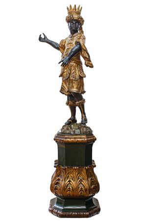 Moretto in legno policromo e dorato. Scuola veneta, secolo XVIII