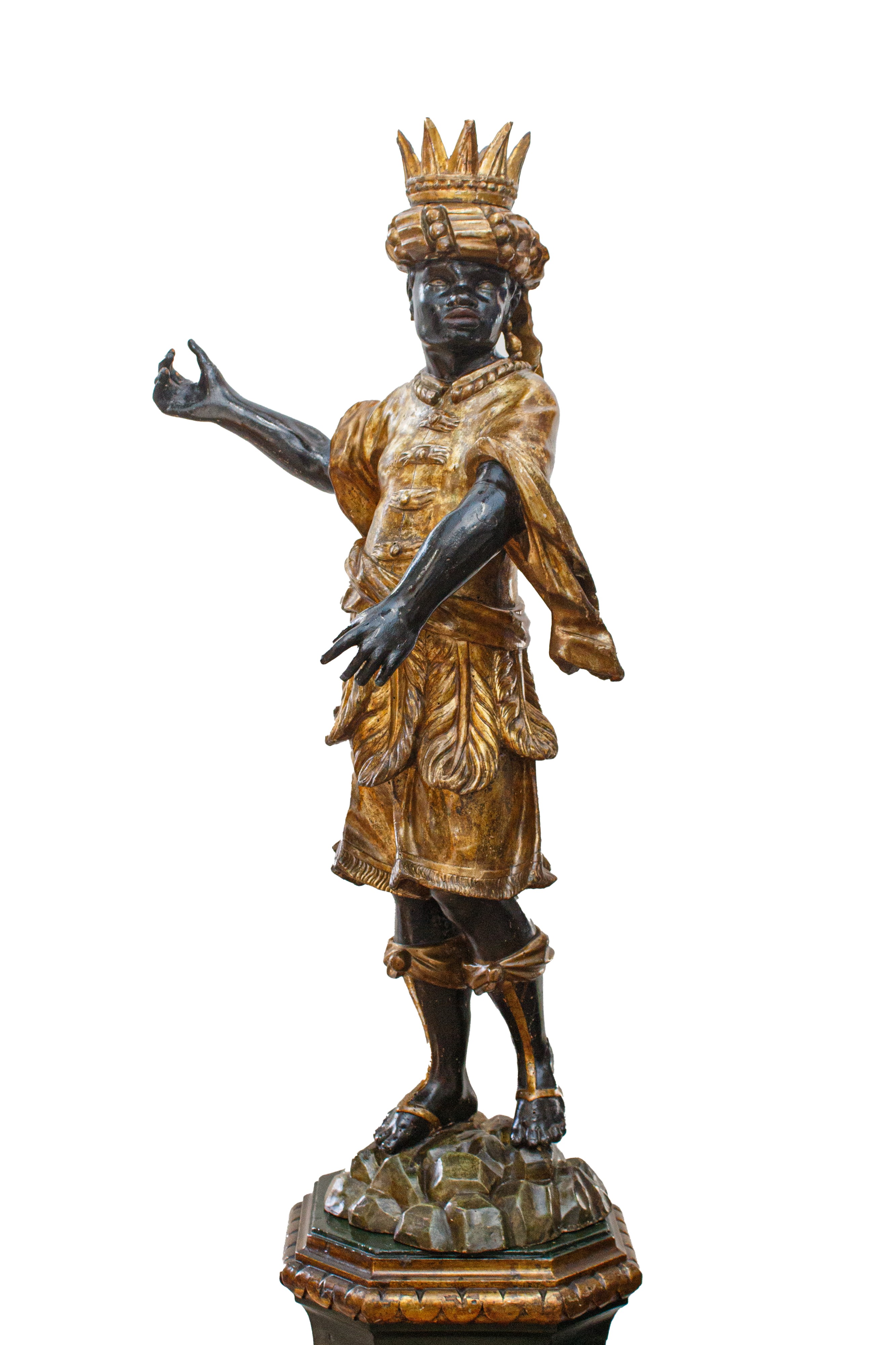 Moretto in Legno Policromo e Dorato. Scuola Veneta, Secolo XVIII