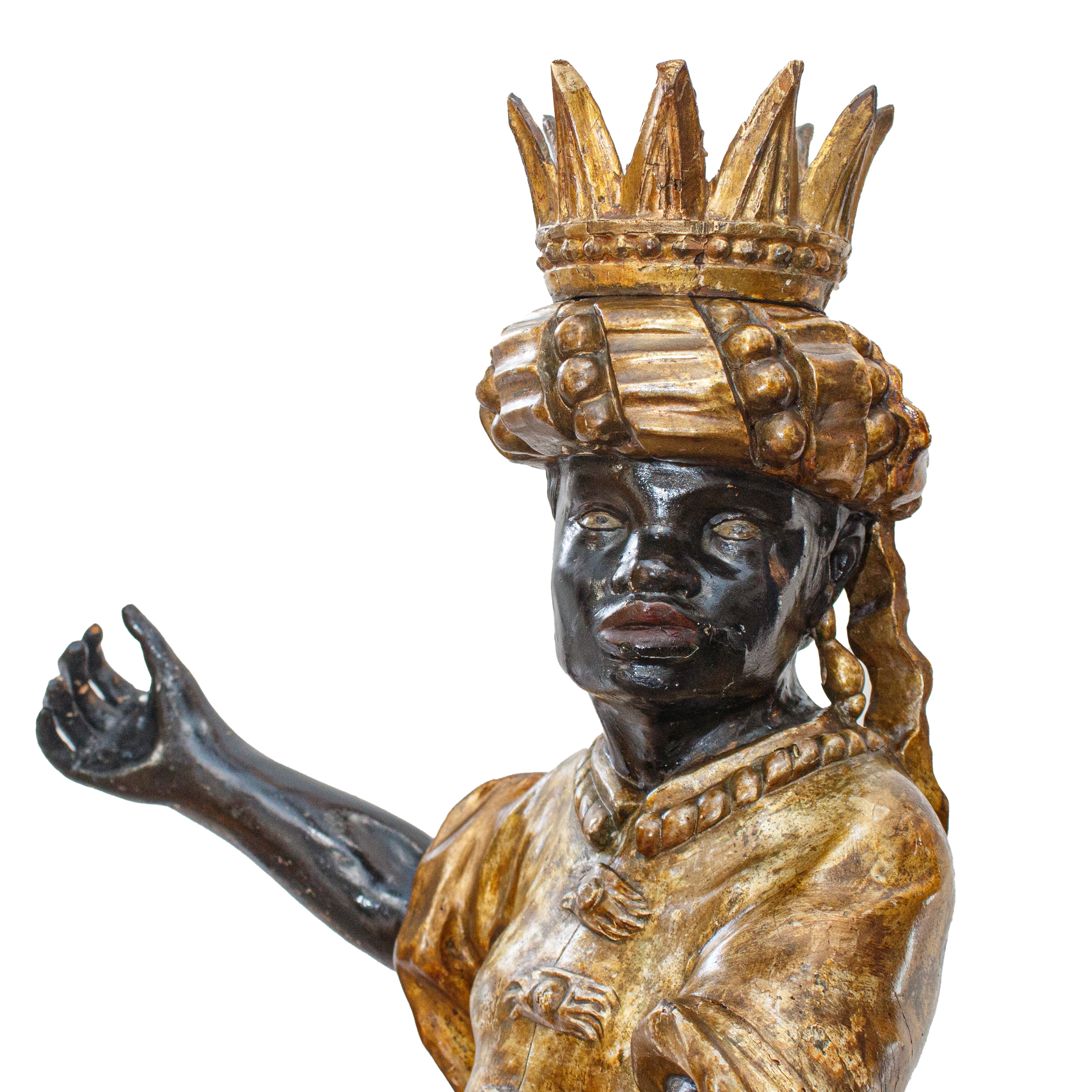 Moretto in Legno Policromo e Dorato. Scuola Veneta, Secolo XVIII