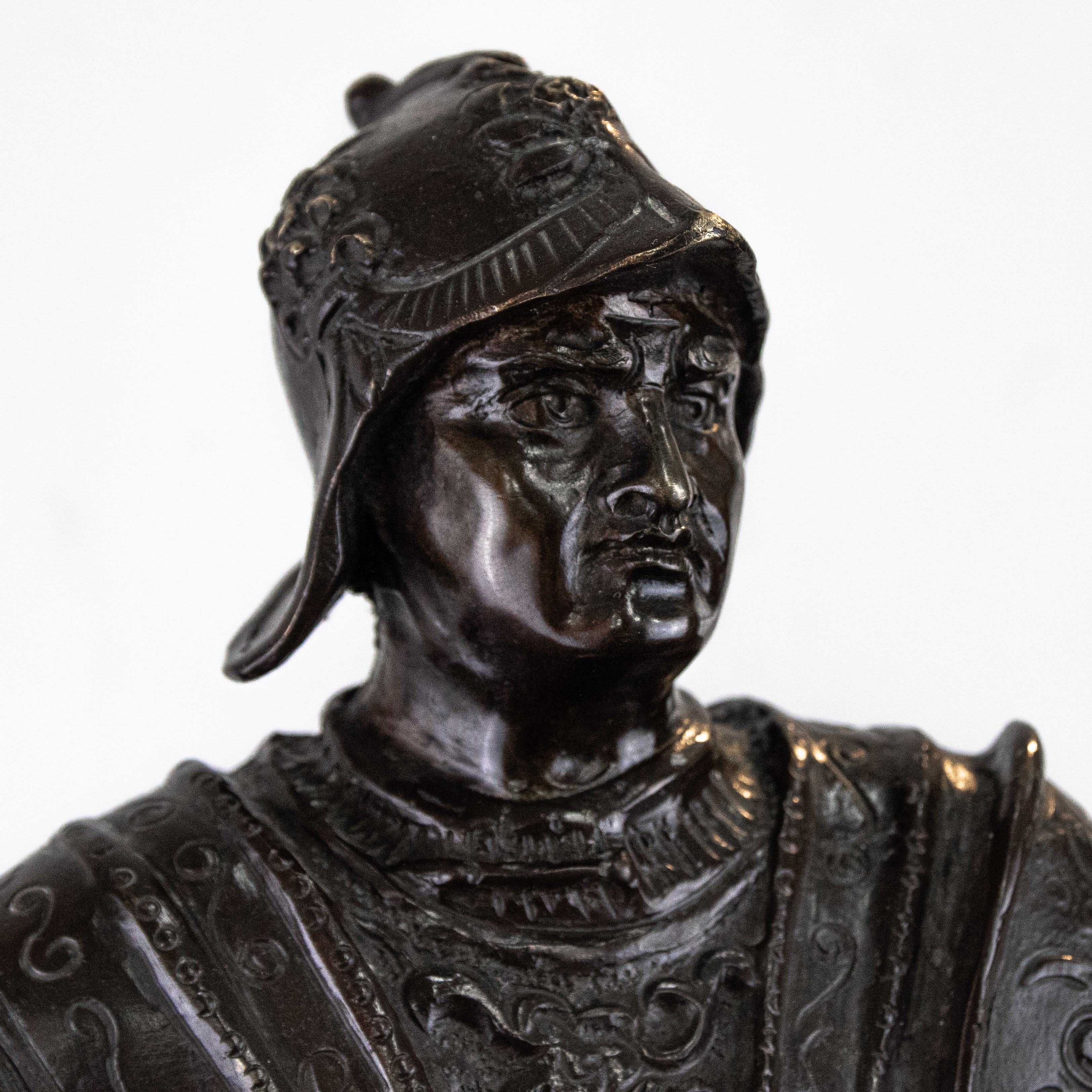Statua Equestre di Bartolomeo Colleoni in Bronzo con Base in Marmo. Secolo XIX