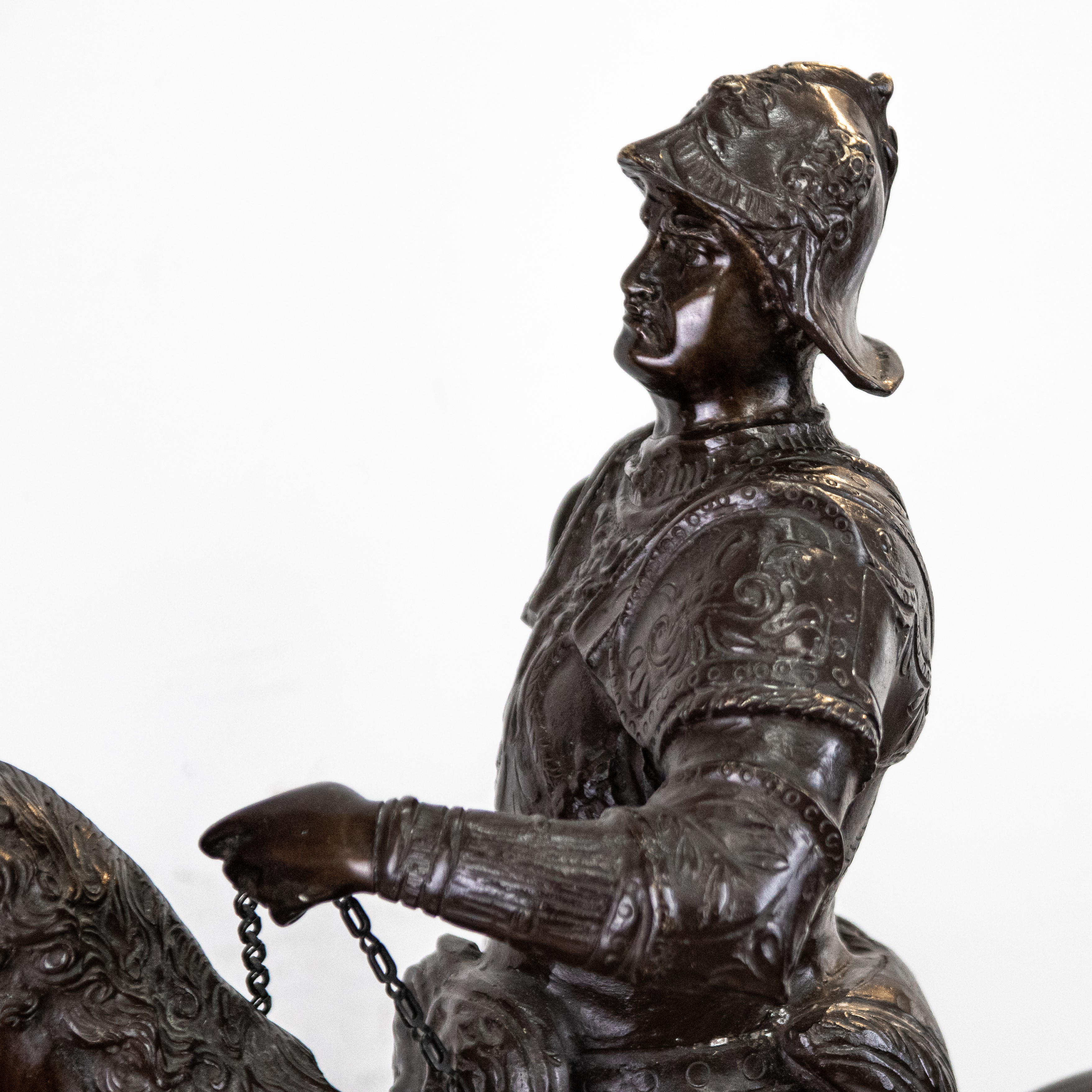 Statua Equestre di Bartolomeo Colleoni in Bronzo con Base in Marmo. Secolo XIX