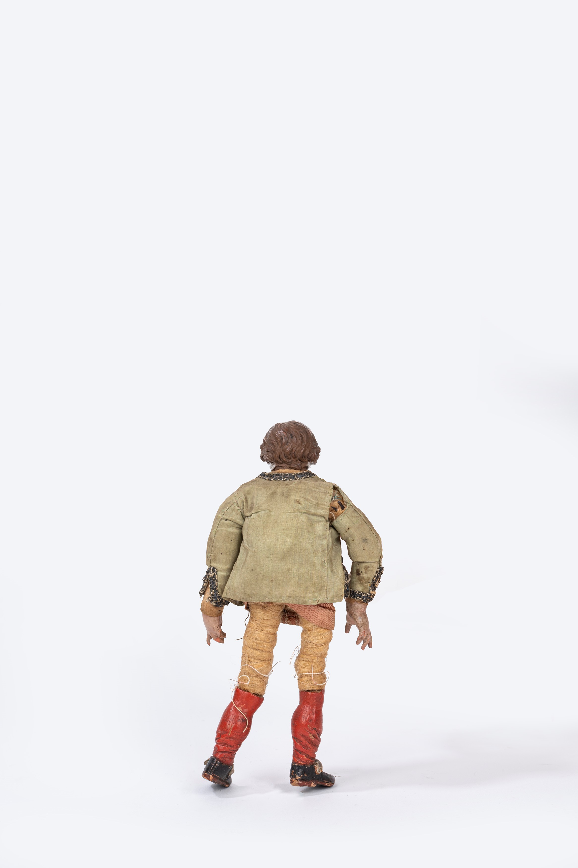 Figura da Presepe in Terracotta con Abiti in Tessuto, Napoli Secolo XIX