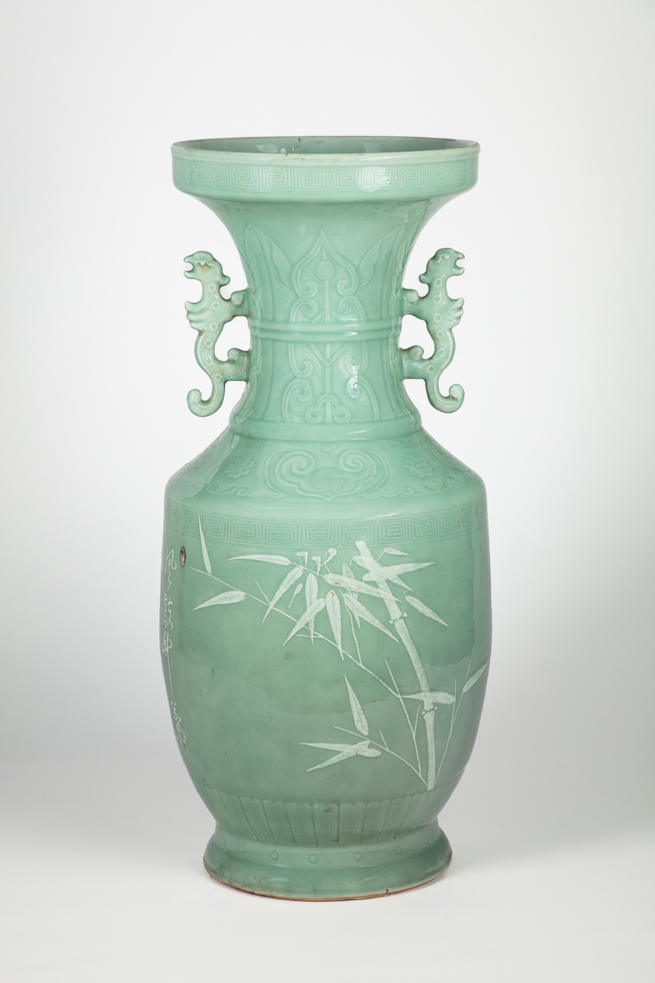 A large Chinese celadon vase mounted as chandelier, 18th century