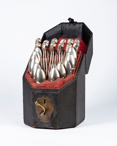 Set di Posate da Viaggio in Argento Entro Cofanetto, Secolo XIX-XX