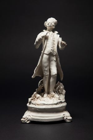 Enamelled earthenware figure of a gentleman, Bassano Manufactory, late 18th - early 19th century