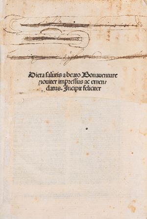 Dieta salutis a beato Bonaventure noviter impressus ac emendatus Incipit feliciter