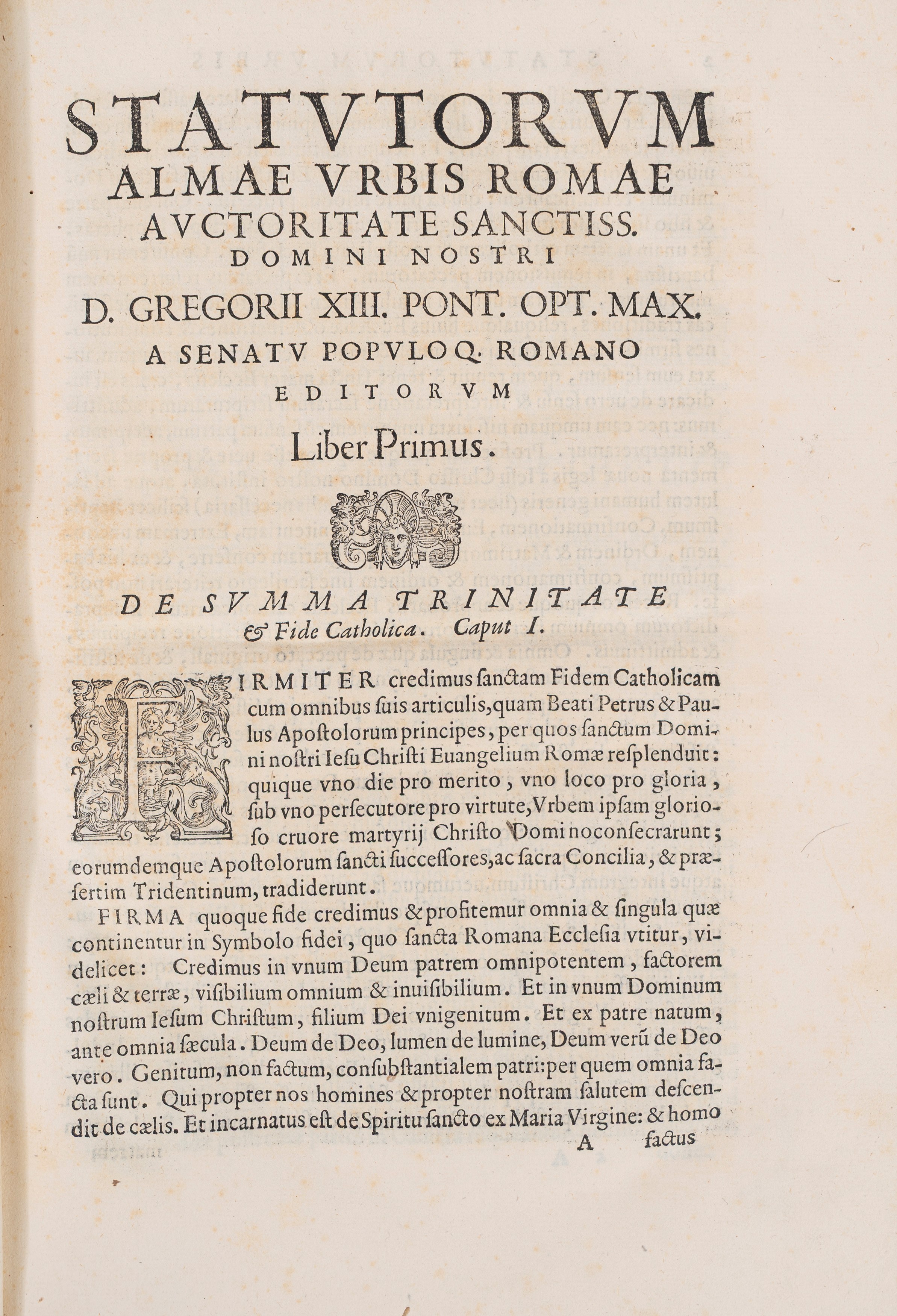 Statuta almae vrbis Romae auctoritate S.D.N.D. Gregorii papae 13. pont. max. a Senatu, populoq. R...