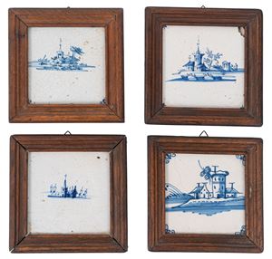 Four Delftware tiles
