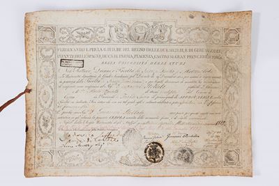 Pergamena di Laurea, Regno delle Due Sicilie di Ferdinando i