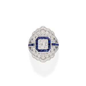 Anello con diamanti e zaffiri