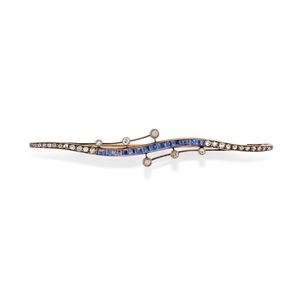 Sapphire and diamond brooch