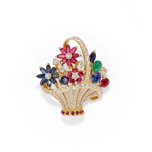 Spilla cesto fiorito