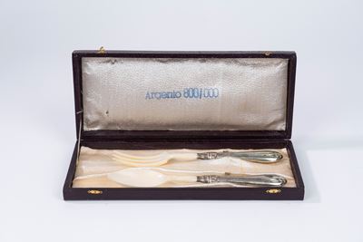 Set Composto da Forchetta e Cucchiaio da Insalata con Manico in Argento 800