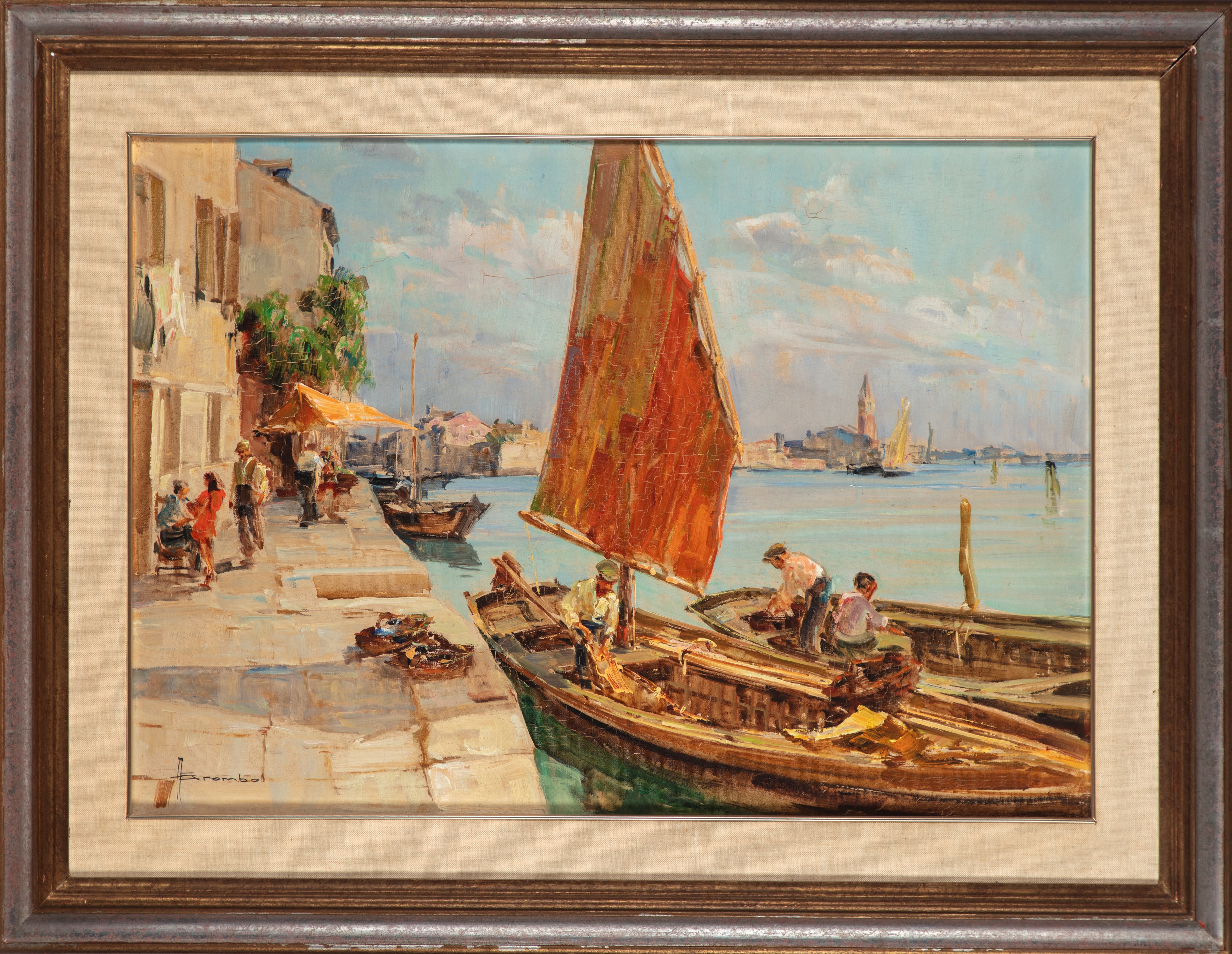 Angelo Brombo - Venezia, Barche in Laguna