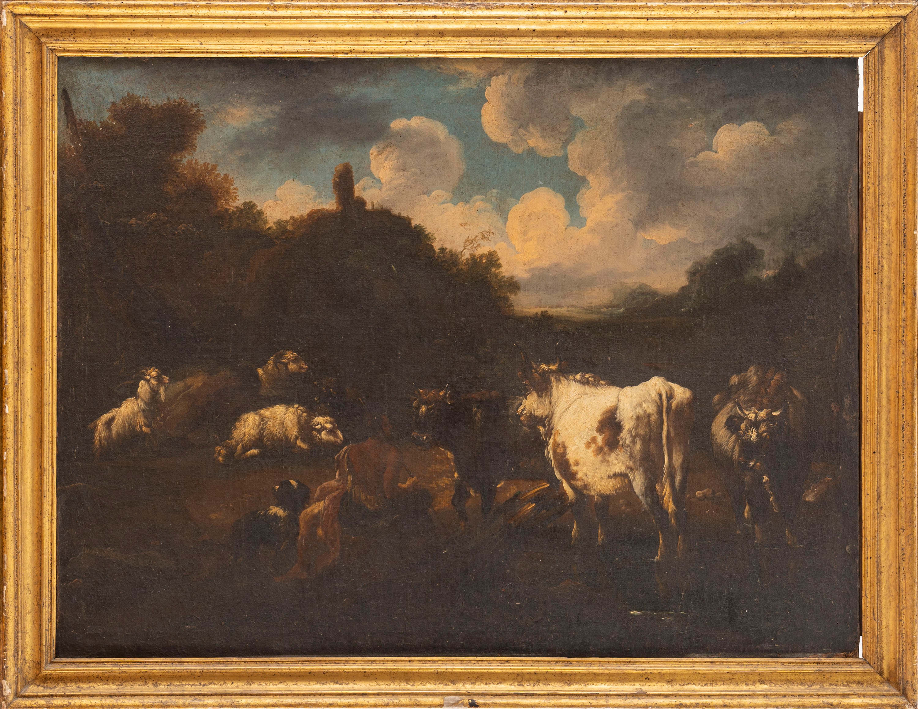 Pastore e armenti in un paesaggio