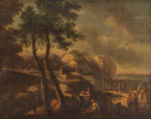 Paesaggio costiero con figure