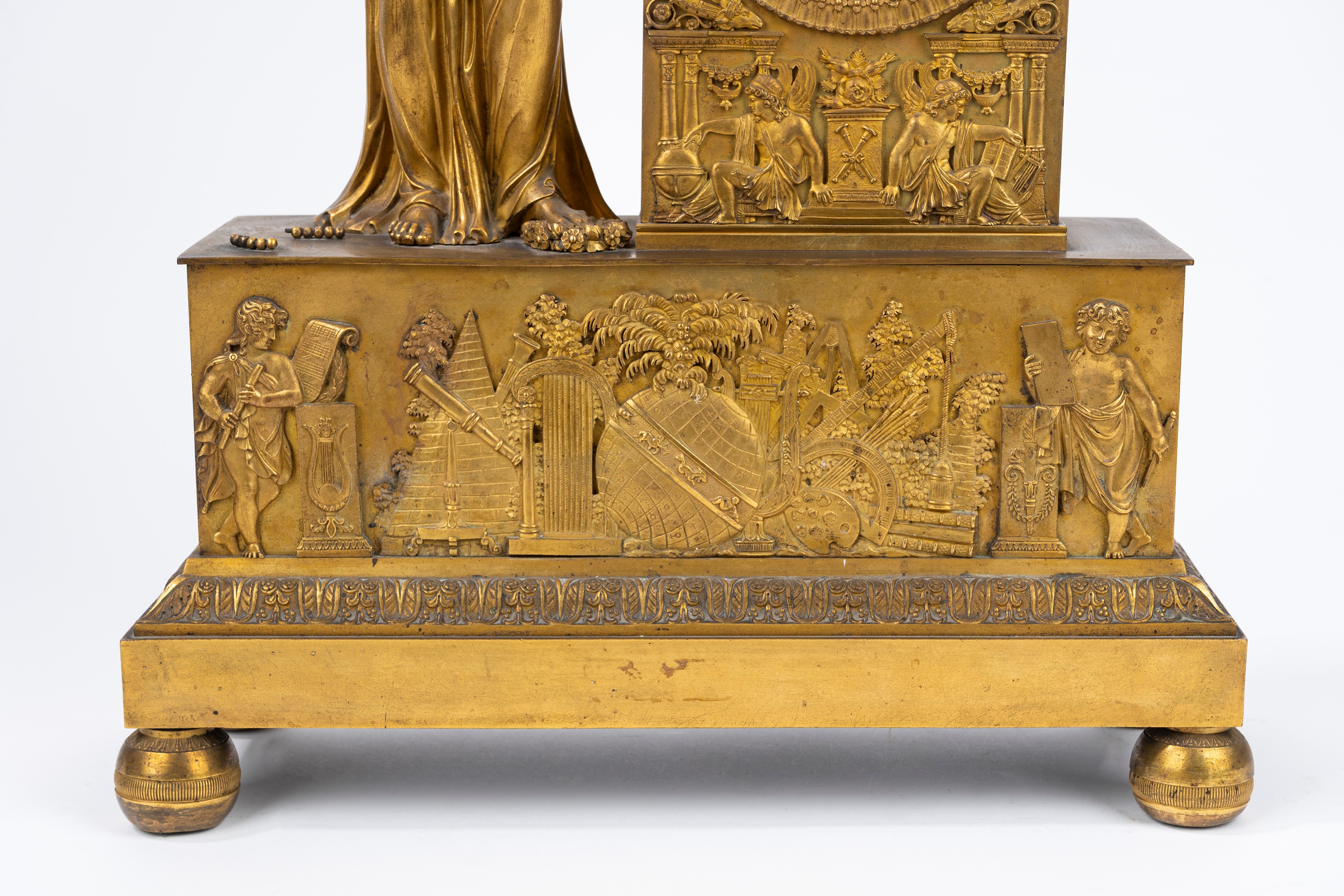 Pendola da Appoggio in Bronzo Dorato, Francia Prima Metà Secolo XIX