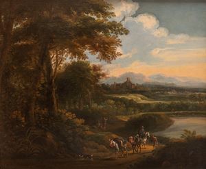 Paesaggio con viandanti in primo piano