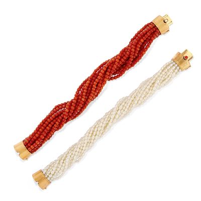 Coppia di Bracciali con Perle e Corallo