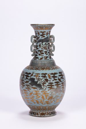 A bottle vase with silver and gilt decoration, Jiaqing mark.