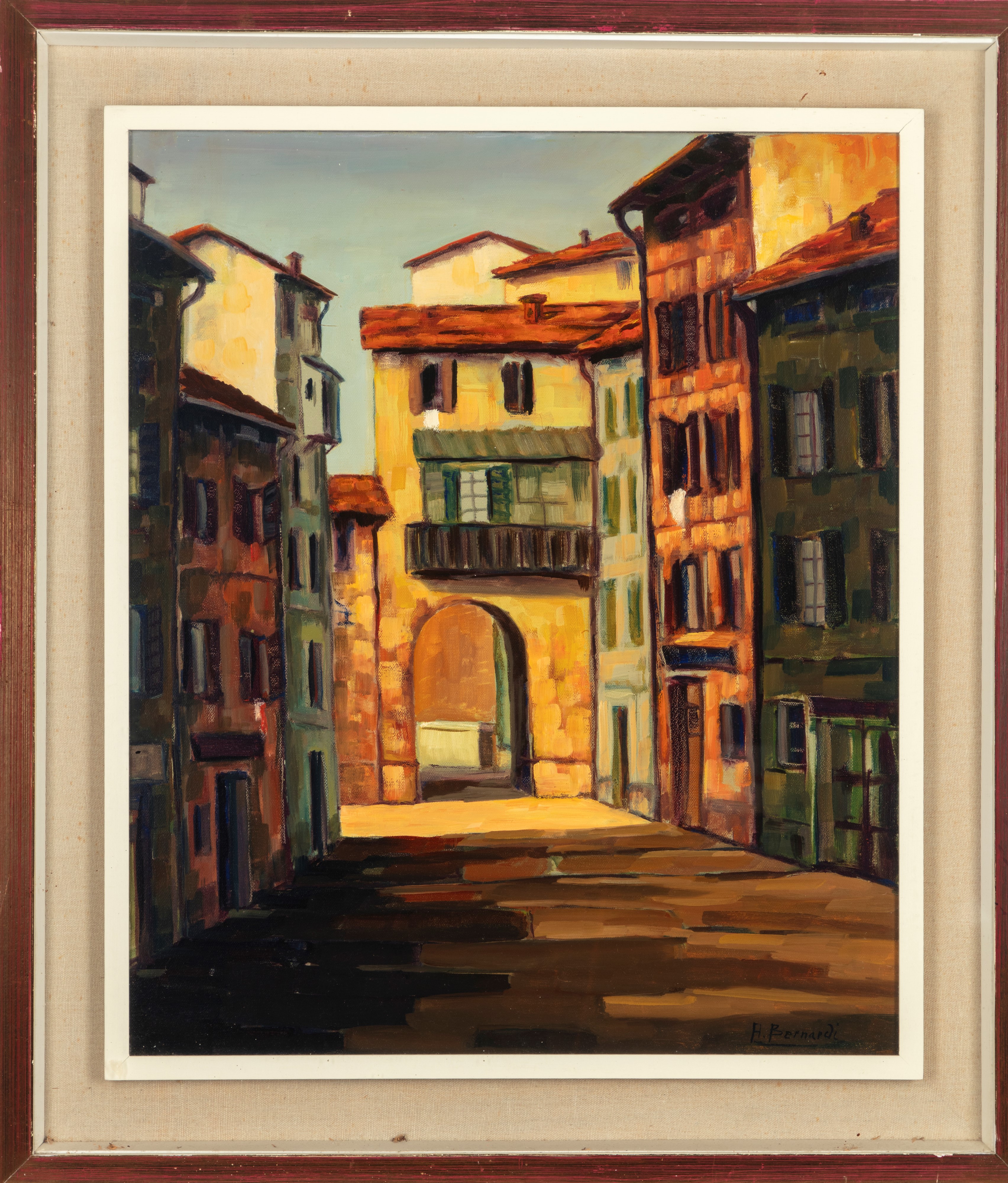 Alessandro Bernardi - Scorcio di paese – olio su tela