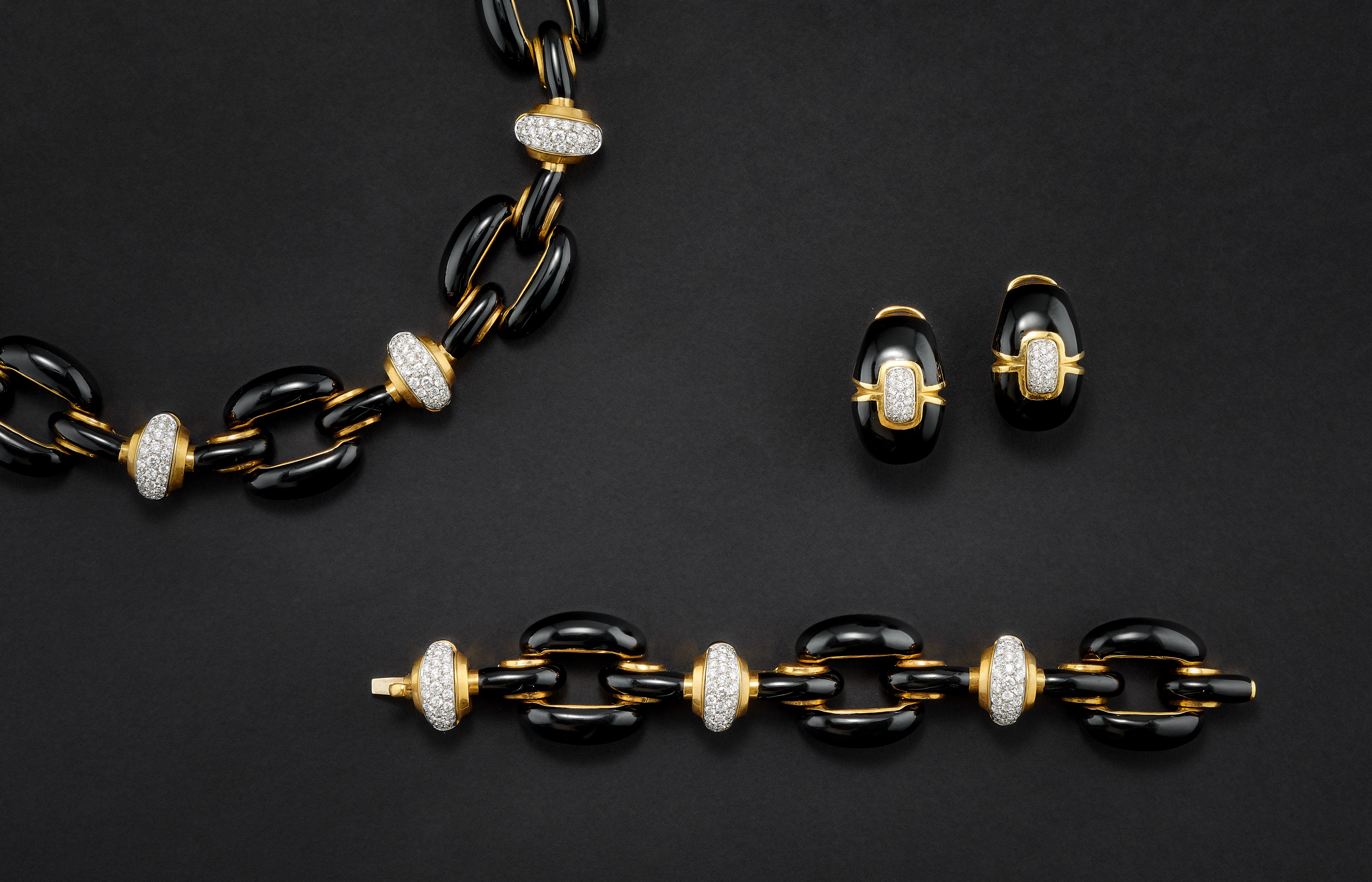 David Webb - Parure con Diamanti e Smalto