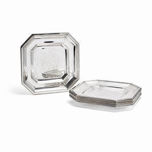 Eight silver plates, G. Keller Paris