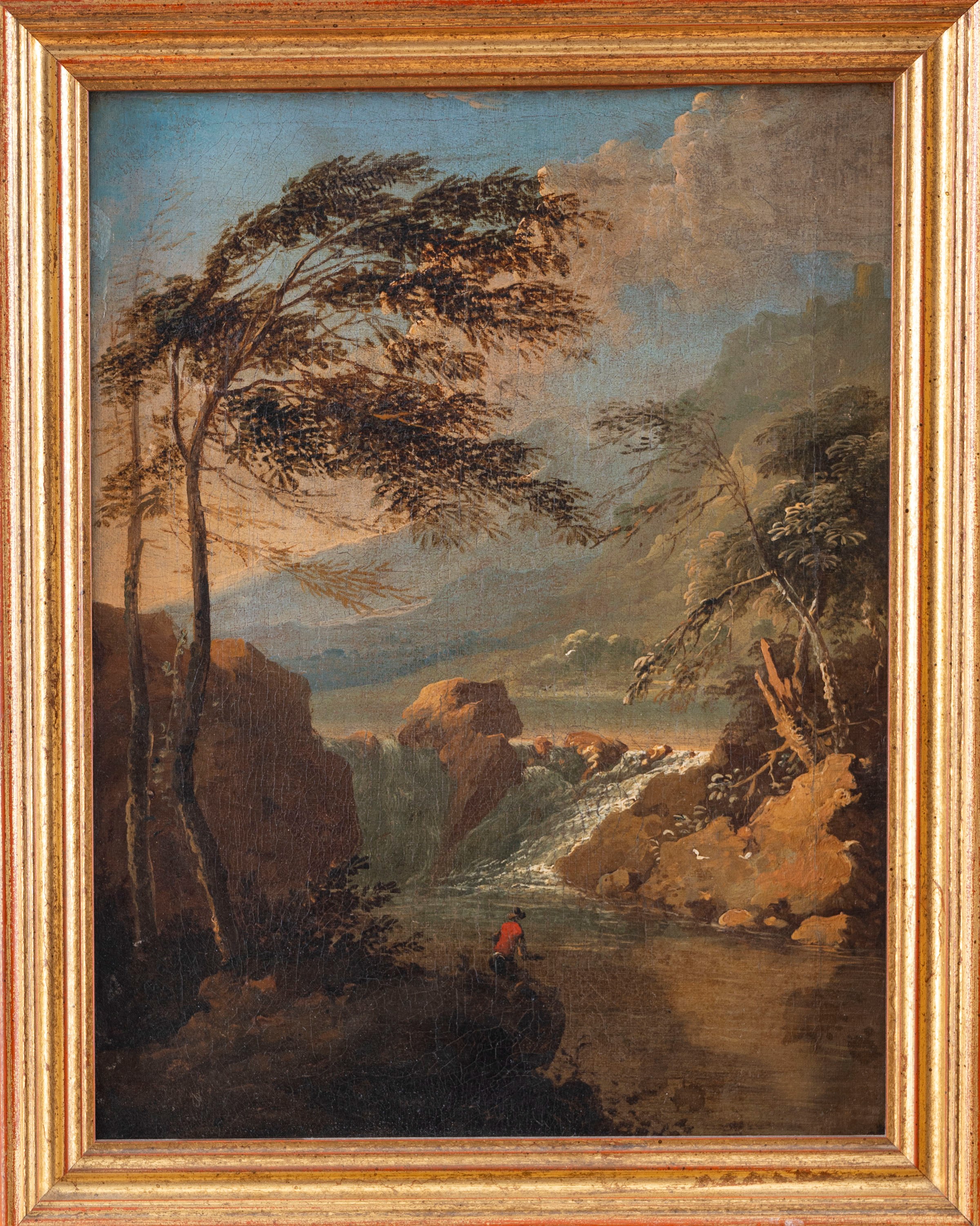 Maniera di Marco Ricci - Paesaggio Fluviale con Figura in Riva