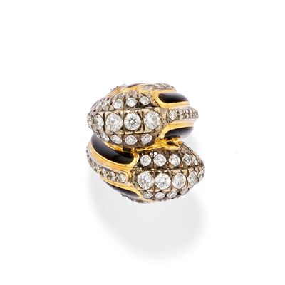 Anello con Smalto e Diamanti
