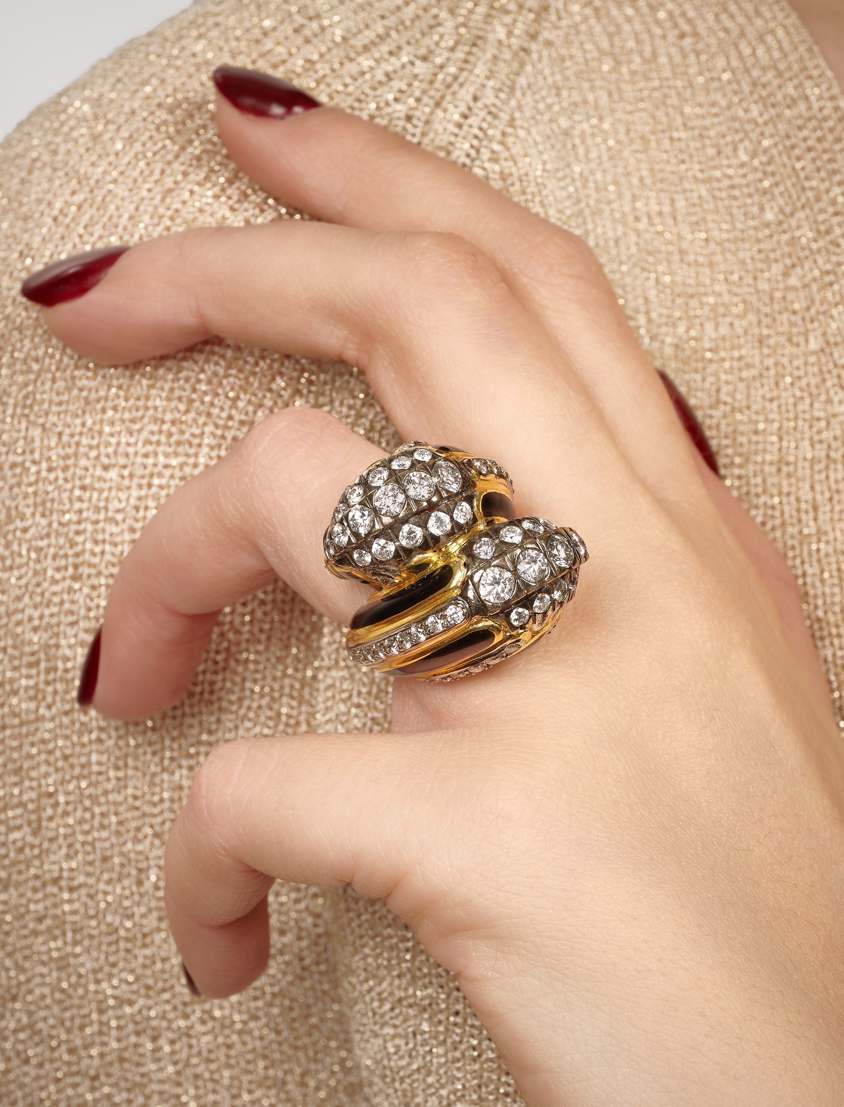 David Webb - Anello con Smalto e Diamanti