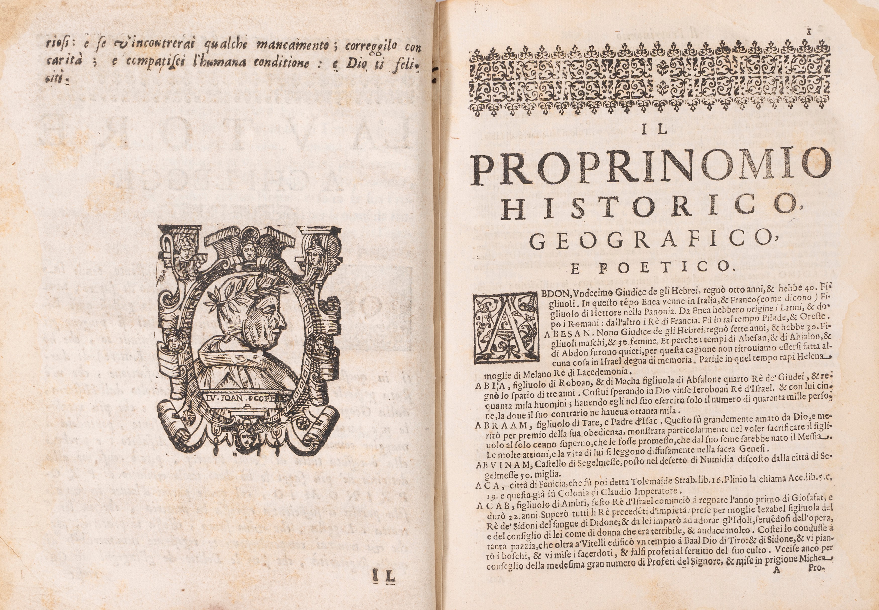 Giovanni Molino - Il Proprinomio Historico, Geografico, e Poetico, 1694