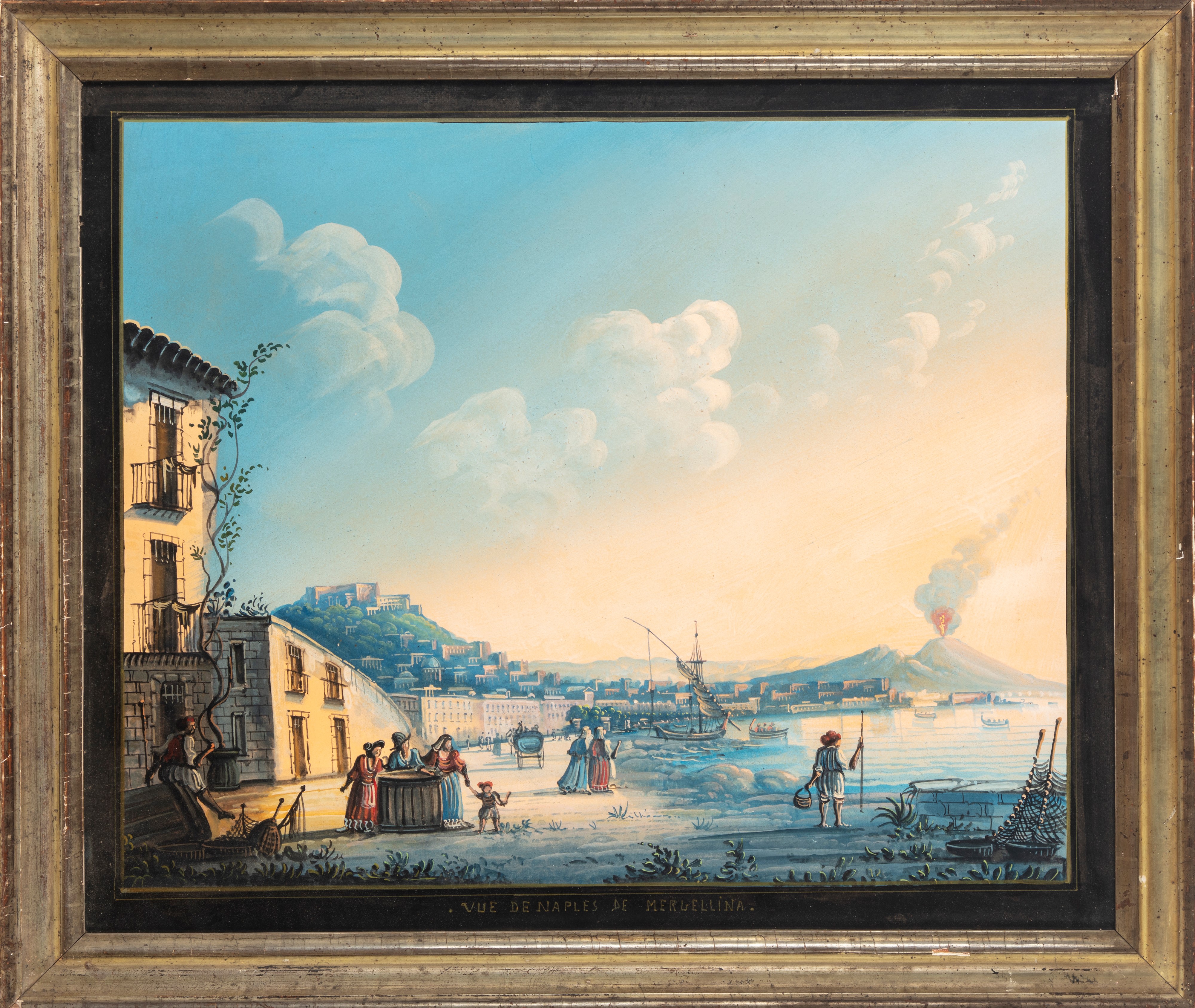 Scuola Francese, Secolo XIX - Veduta di Napoli da Mergellina