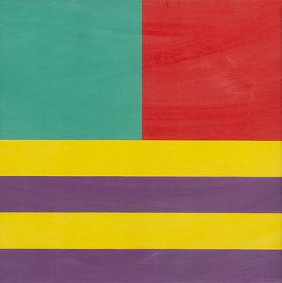 Harmonik von zwei komplementär-farbpaaren, olio su tela, 40x40 cm, 1965