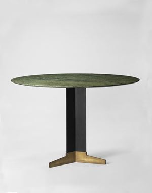 Table in enamel steel and brass