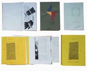 Anthology edited by Adriano & Maurizio Spatola Geiger 10 for Adriano Spatola 1966 - 1996, Turin, Geiger Editions, 29.4x21.5 cm.