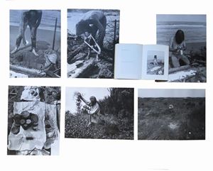 Between two Points - Between two poles - The dreams and journal from - meditative rituals at - Byrkjefjellet, Norway - Asolo, Italy - Rosa Pineta, Italy - june / july - 1974 - illustrated - and - the cronology - of the american artist - Geoffrey Hendricks, Reggio Emilia, Pari &amp; Dispari Editions, [print: Type-Lithograph Cooperative Workmen Typographers - Reggio Emilia], 1975 [copyright 1976], 20x15.6 cm., Milled paperback, pp. (14) 112- [2].