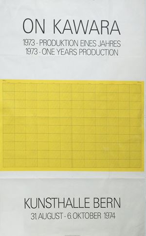 On Kawara, 1973-Produktion eines Jahres, 1973-one years productionKunsthalle Bern, 31. August - 6. Oktober 1974, Bern, Kunsthalle Bern, [stampa: The Letter Edged in Black Press Inc.], 1974, 90,5x128 cm.