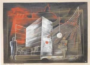 Untitled (ca. 1932), 42.5x58 cm., Tempera on paper, signed "Nei" by Georg. A. Neidenberger, student at the Bauhaus, built under the supervision of Prof. Wolf Mamlock.