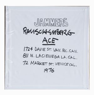 Jammers. Rauschenberg, Vancouver - Los Angeles - Venice (California), Ace (Gallery), 1976, 39x39 cm.