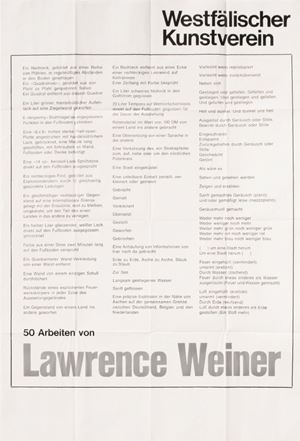 50 Arbeiten von Lawrence WeinerMunster, Westfälischer Kunstverein, 1972, 56.1x90 cm.