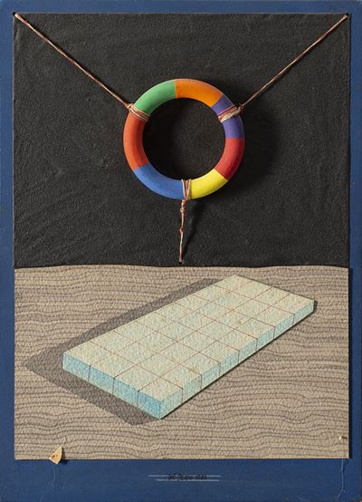 Senza titolo (tecnica mista e collage su tavola, 1983)